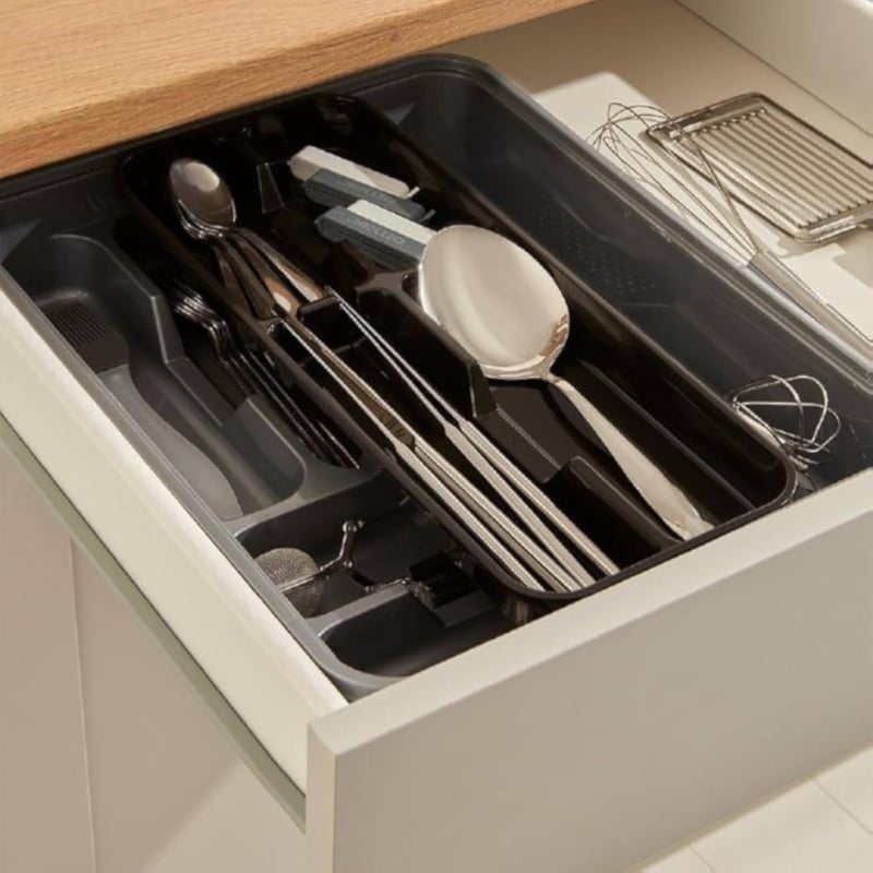 Plastic Cutlery Drawer Organiser Tray, 25 x 32 cm, Multiple Colours, Kitchen Storage Tray